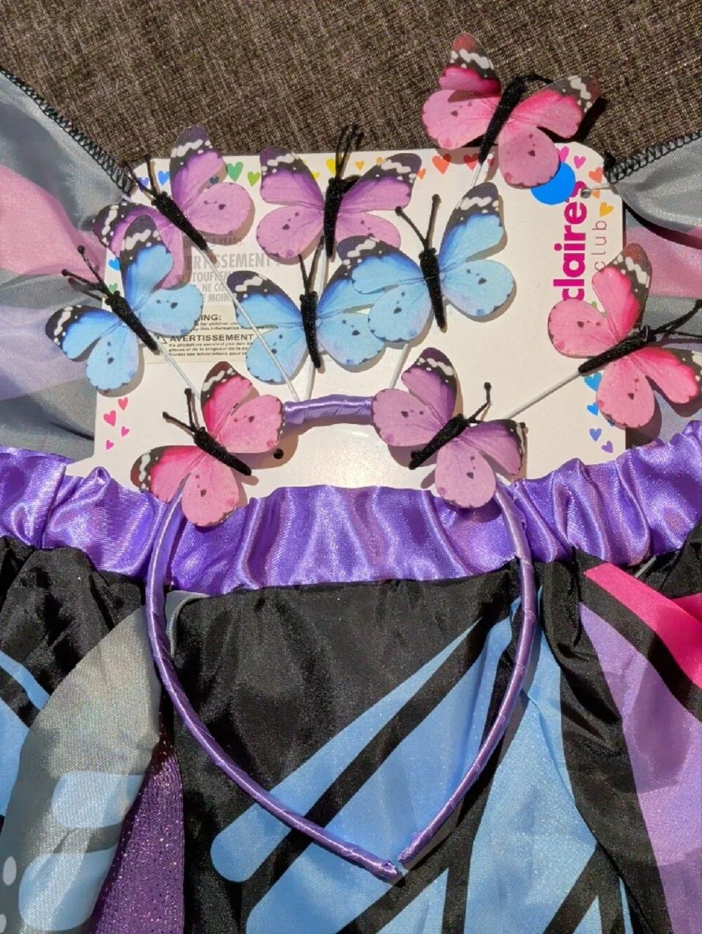 3piece Claire's Multicolor Butterfly Dress-Up Wings - Purple, Blue, Pink, Black